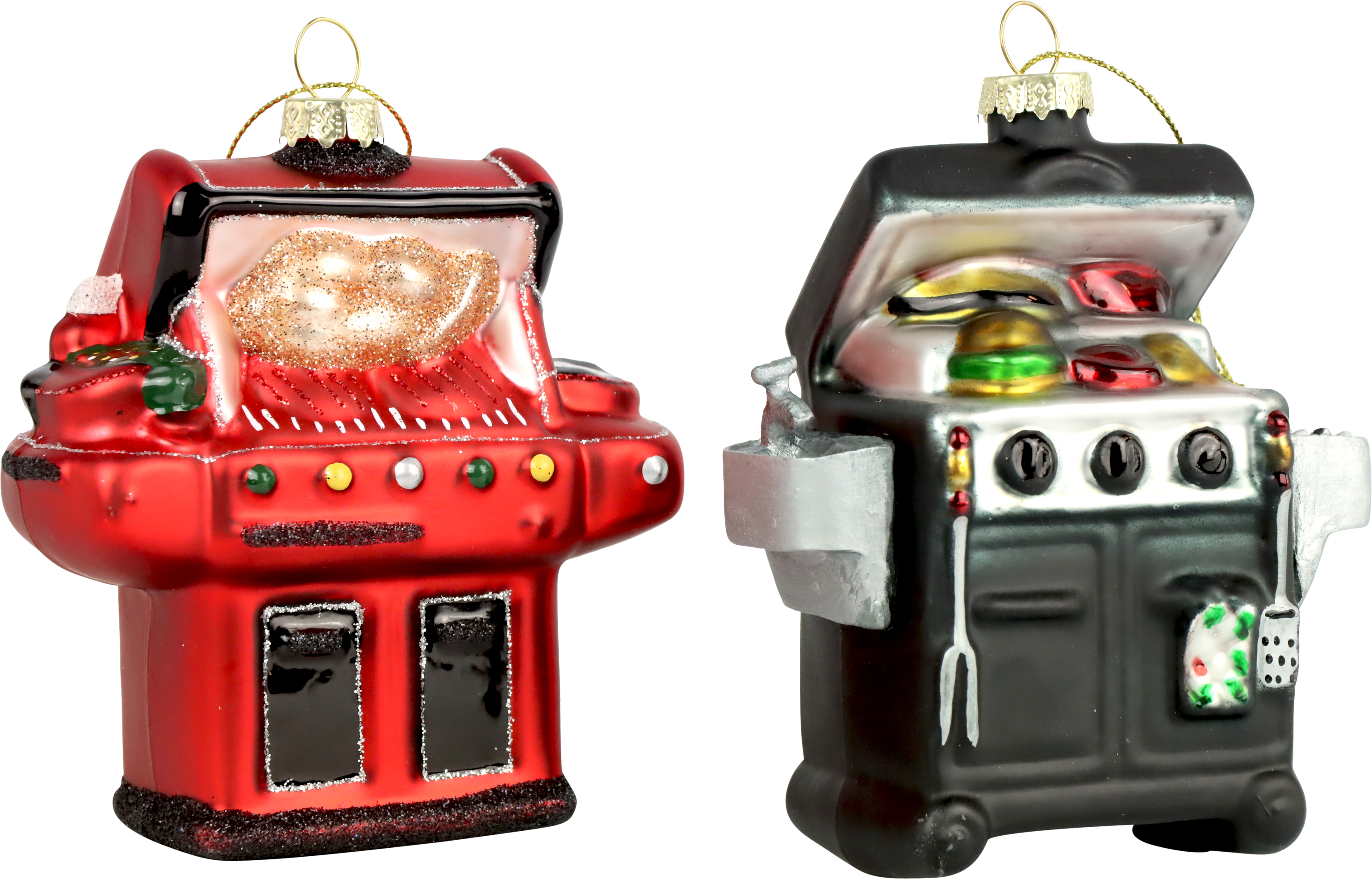 1031 GLASS JEWELRY BARBECUE  S/2