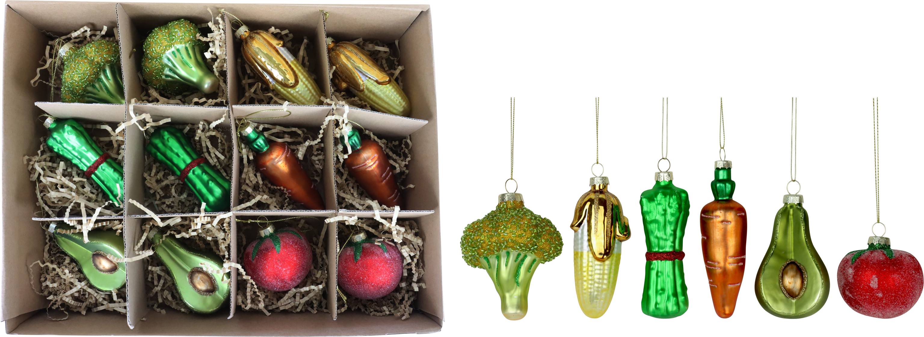 1034 GLASS JEWELRY VEGETABLES  S/12