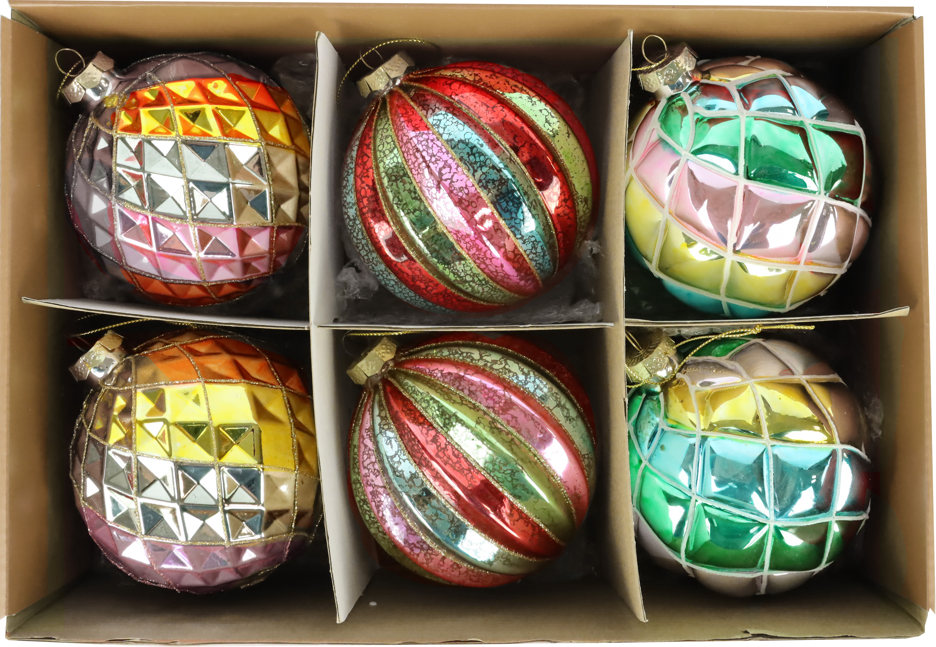 1035 PALLINA VETRO ARLECCHINO  6PZ