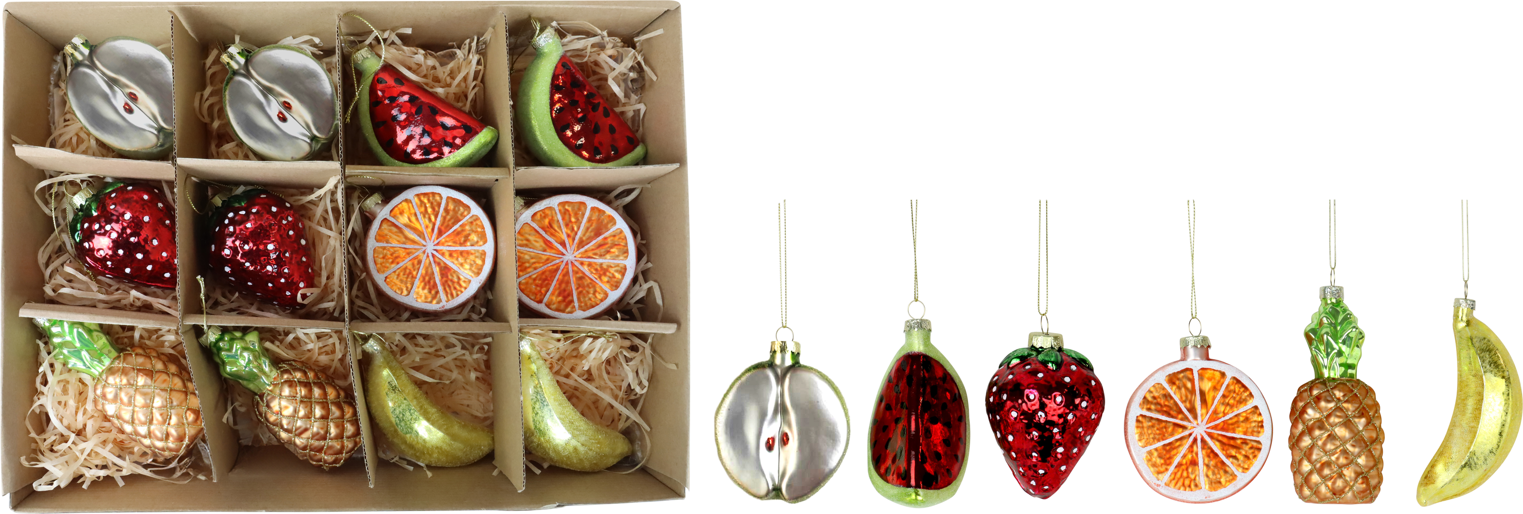 1153 GLASS JEWELRY FRUITS  S/12