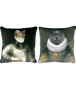 3075 CUSHION COVER  QUEEN OF CATS  S/2