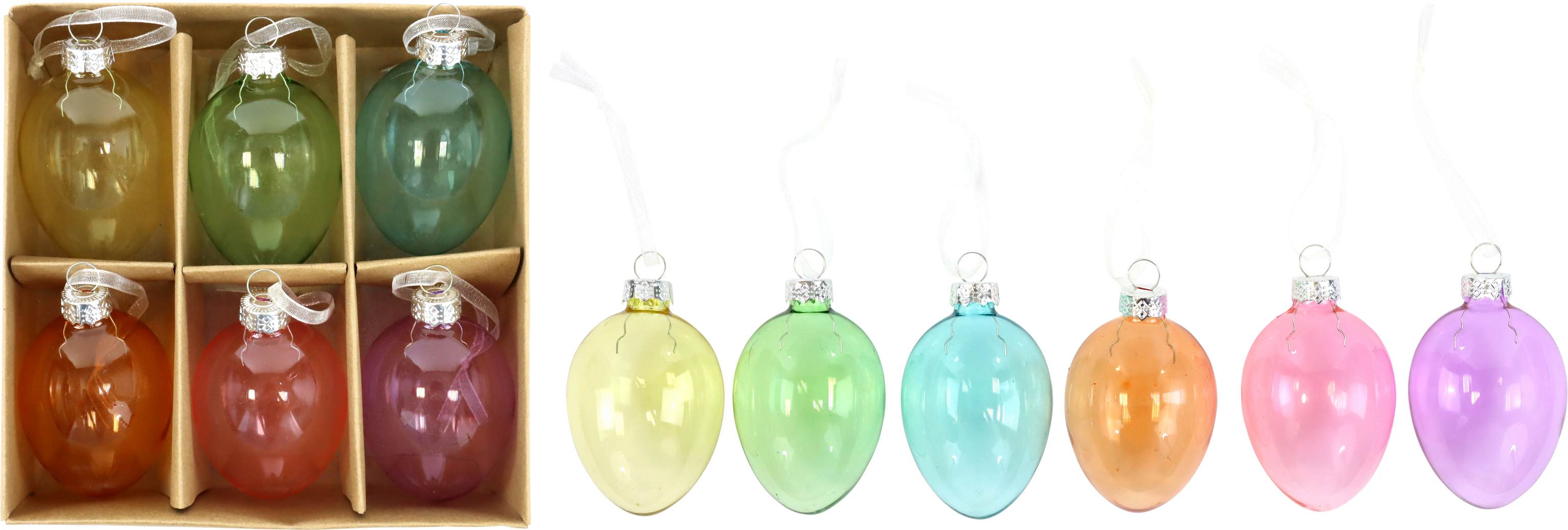 4988 GLASSHANGERS RAINBOW EGGS  S/6