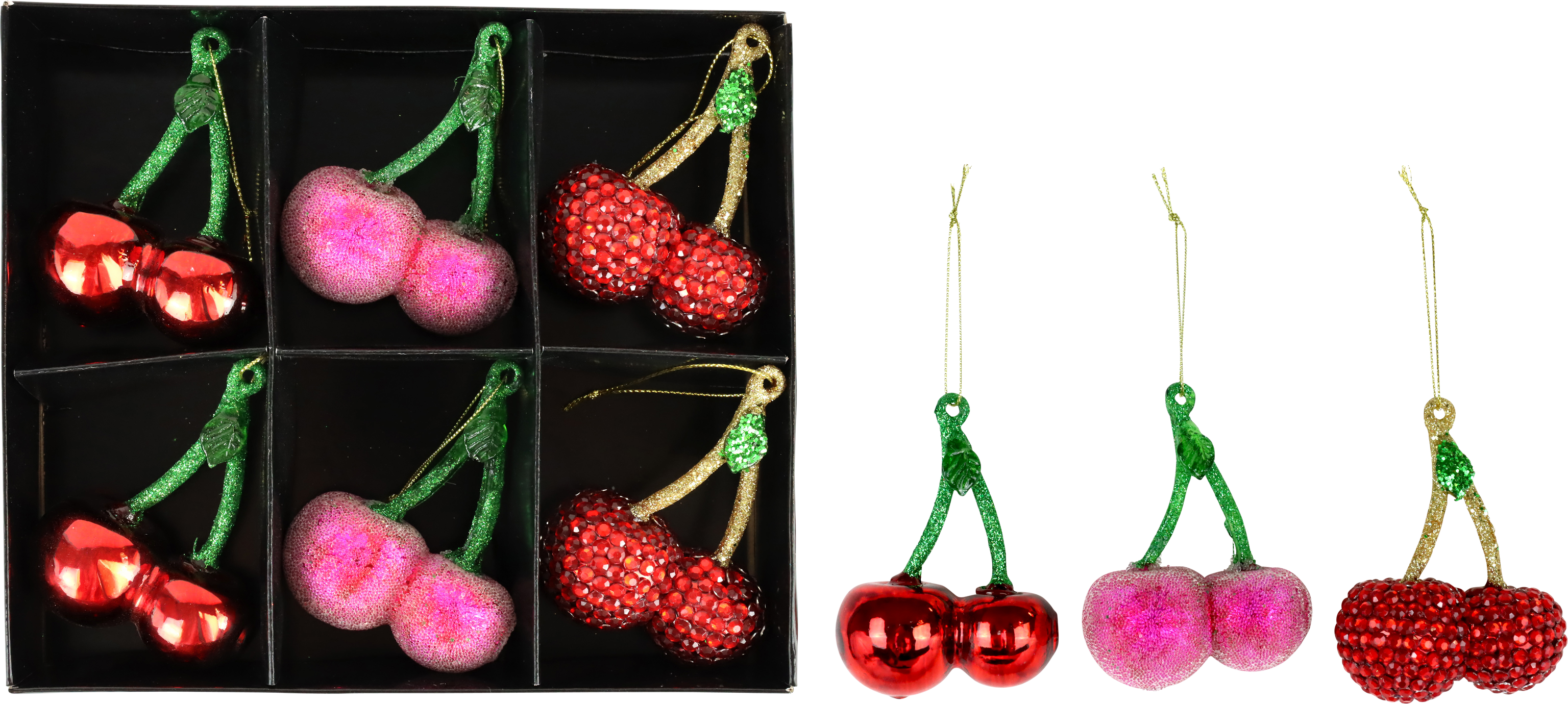 5598 GLASS JEWELRY  CHERRY  S/6