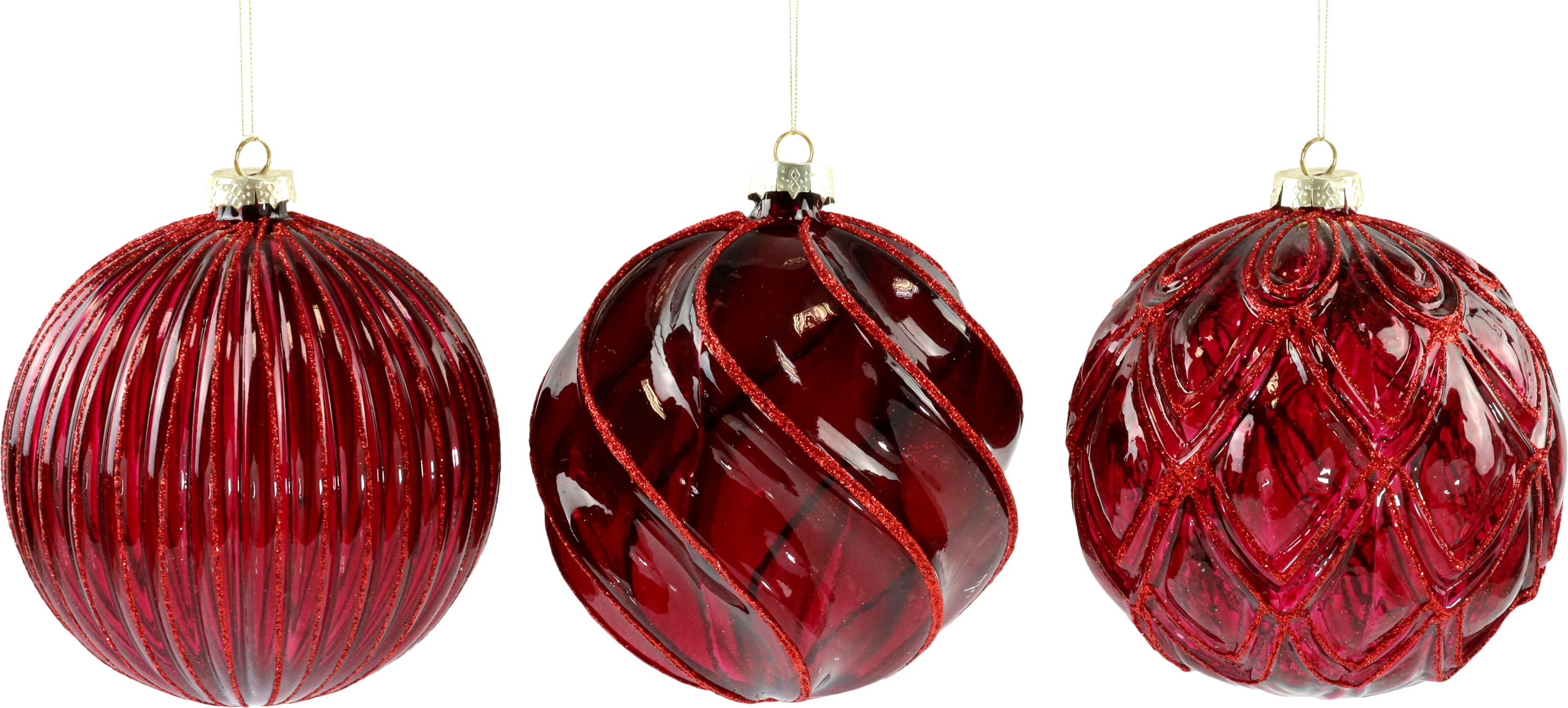 5631 GLASSBALLS RUBY RADIANCE  S/3