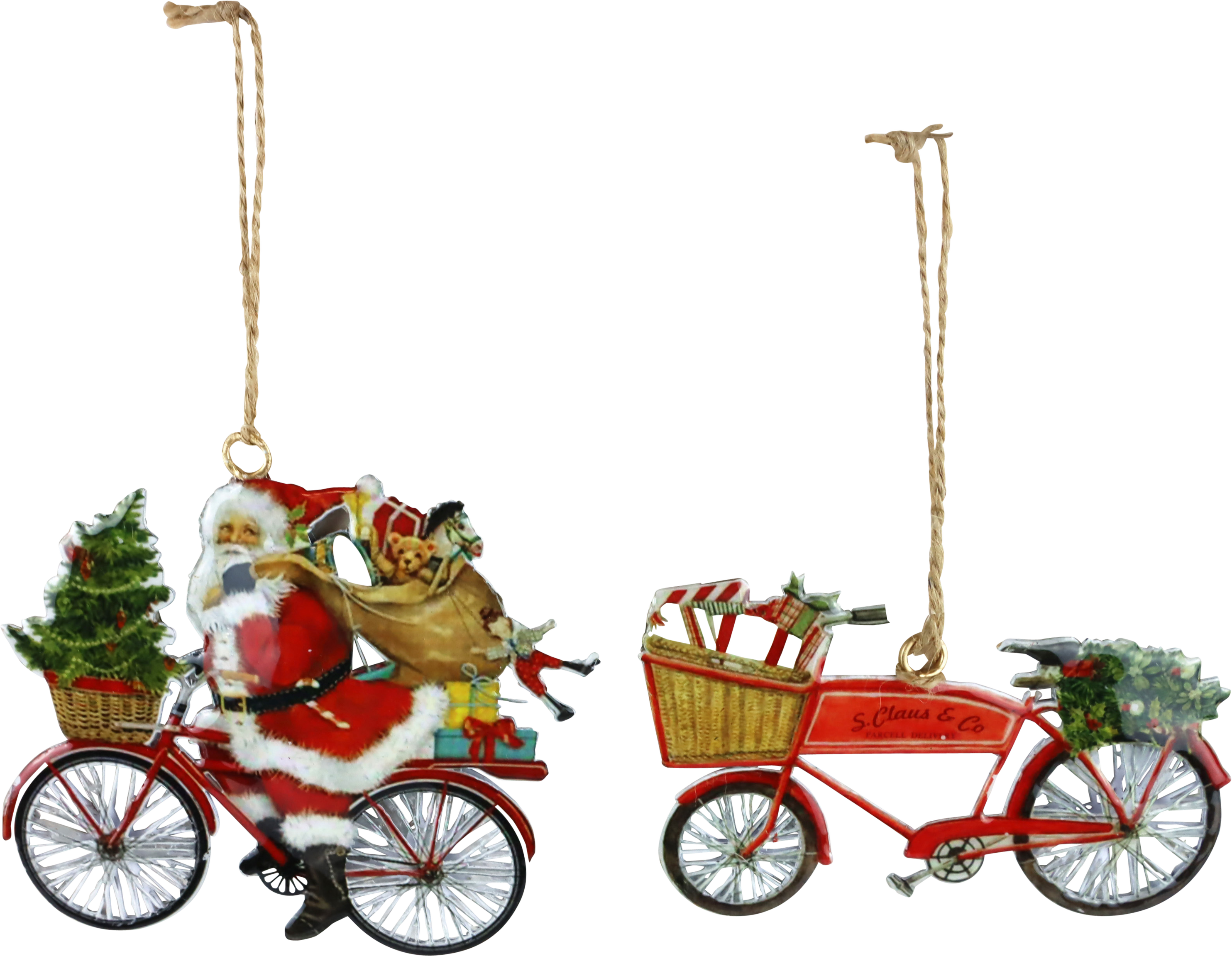 5796 ORNAMENTAL HANGER XMAS BIKES  S/2