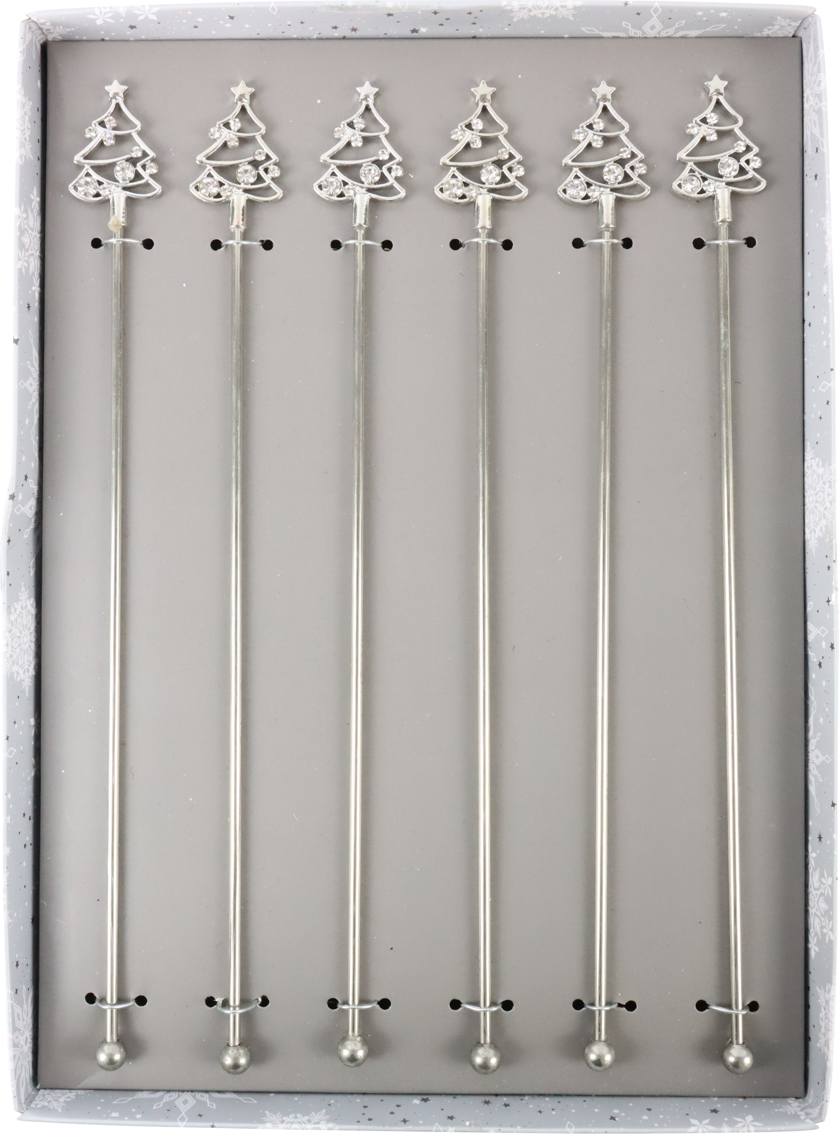 6561 COCTAIL STIRRERS SNOWFLAKE   S/6