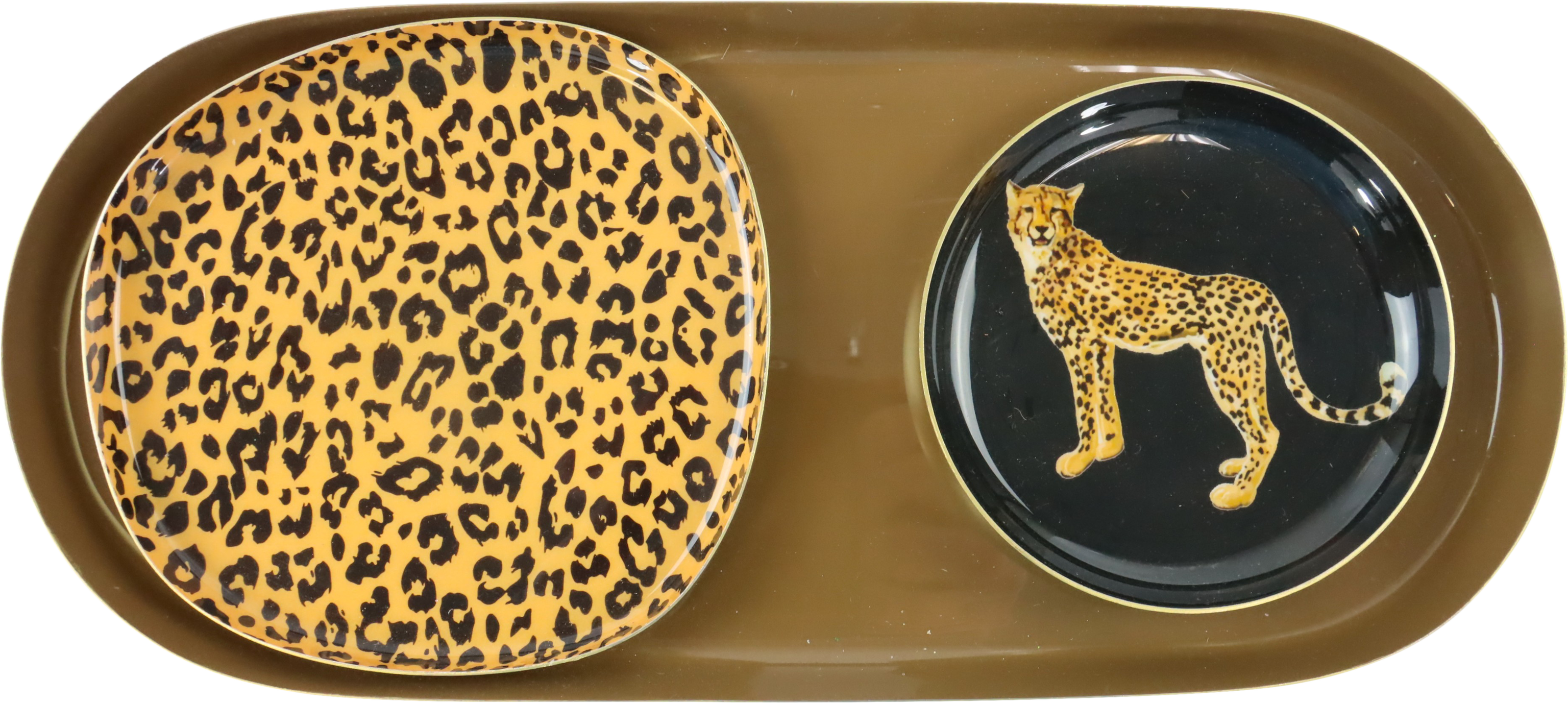 7041 TRAY-ENSEMBLE LEOPARD  S/3