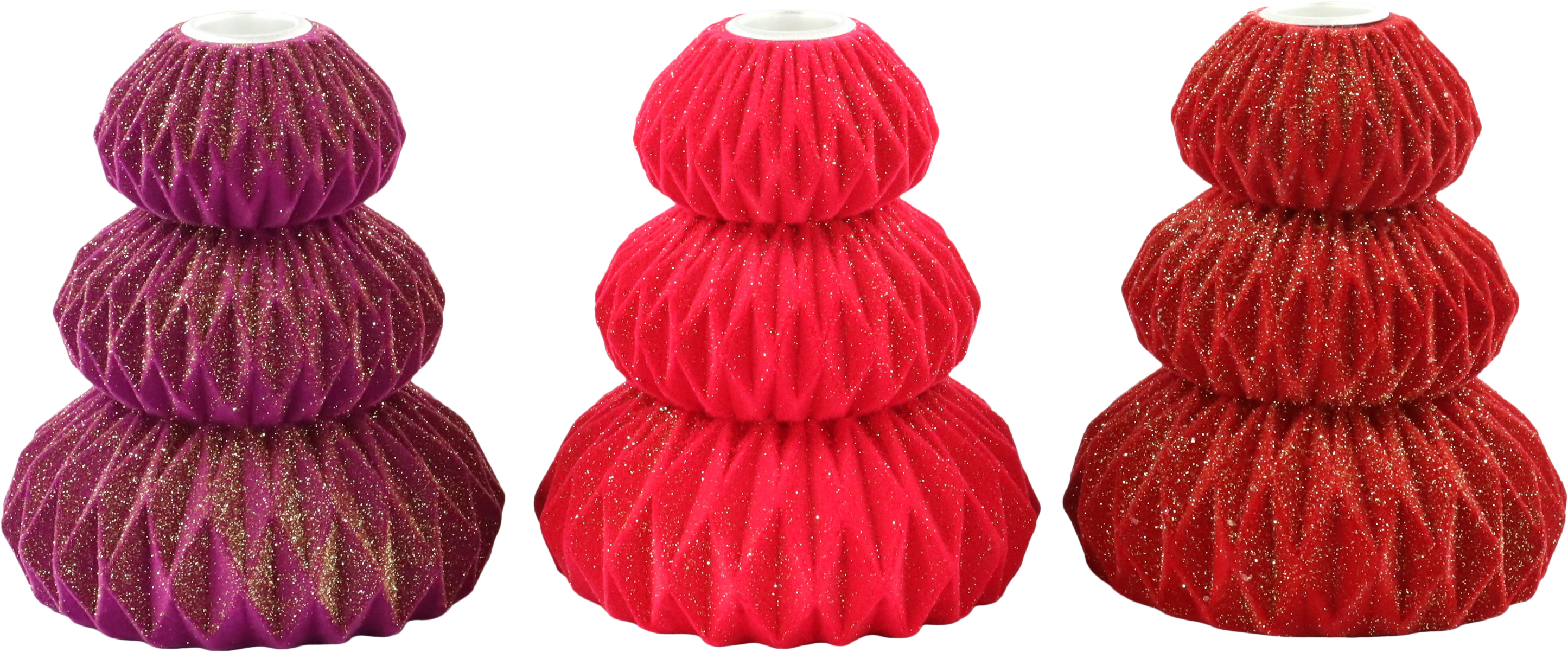 7702 CANDLEHOLDER VELVET WONDERS  S/3