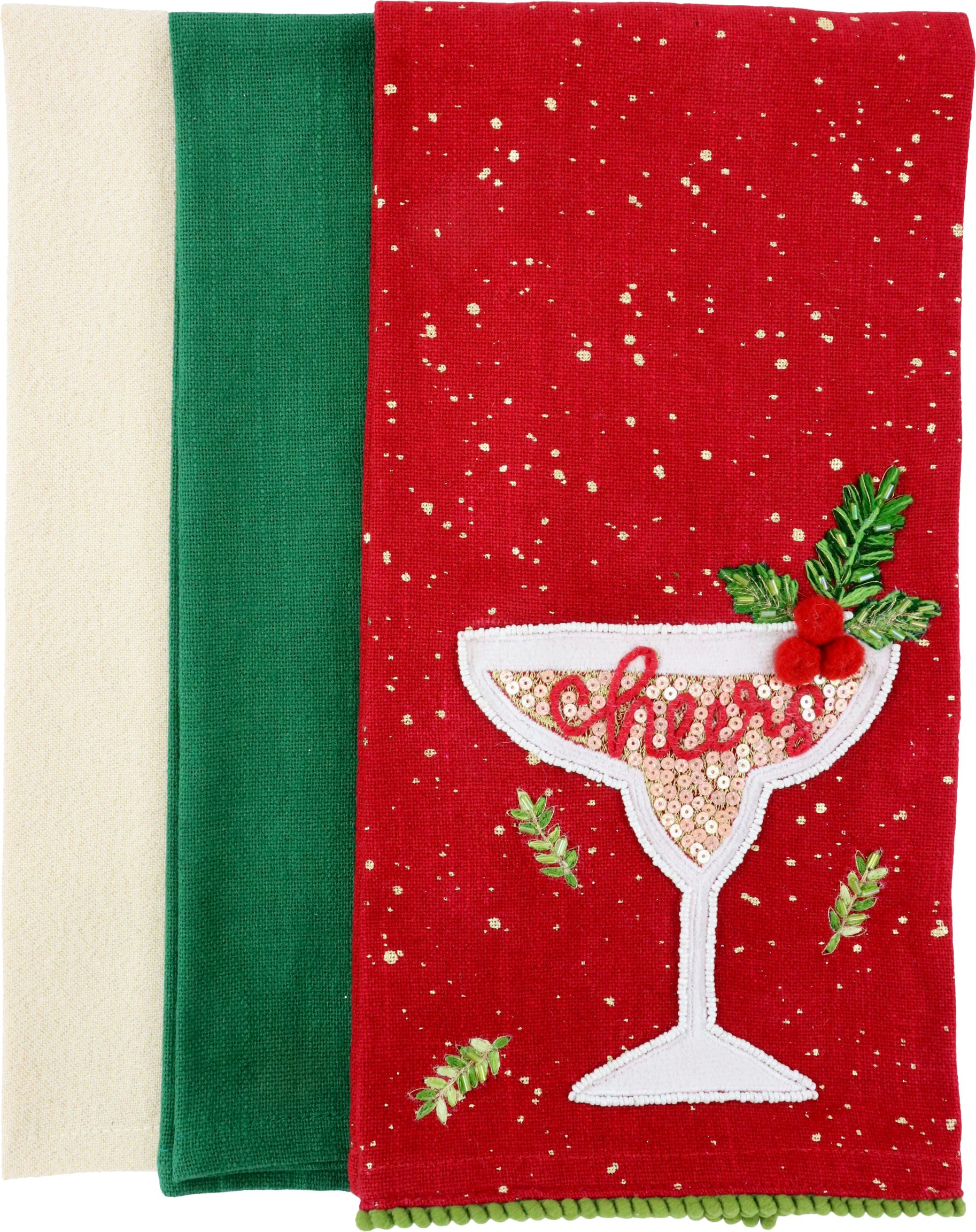 8765 TOWELS CHEERS  S/3