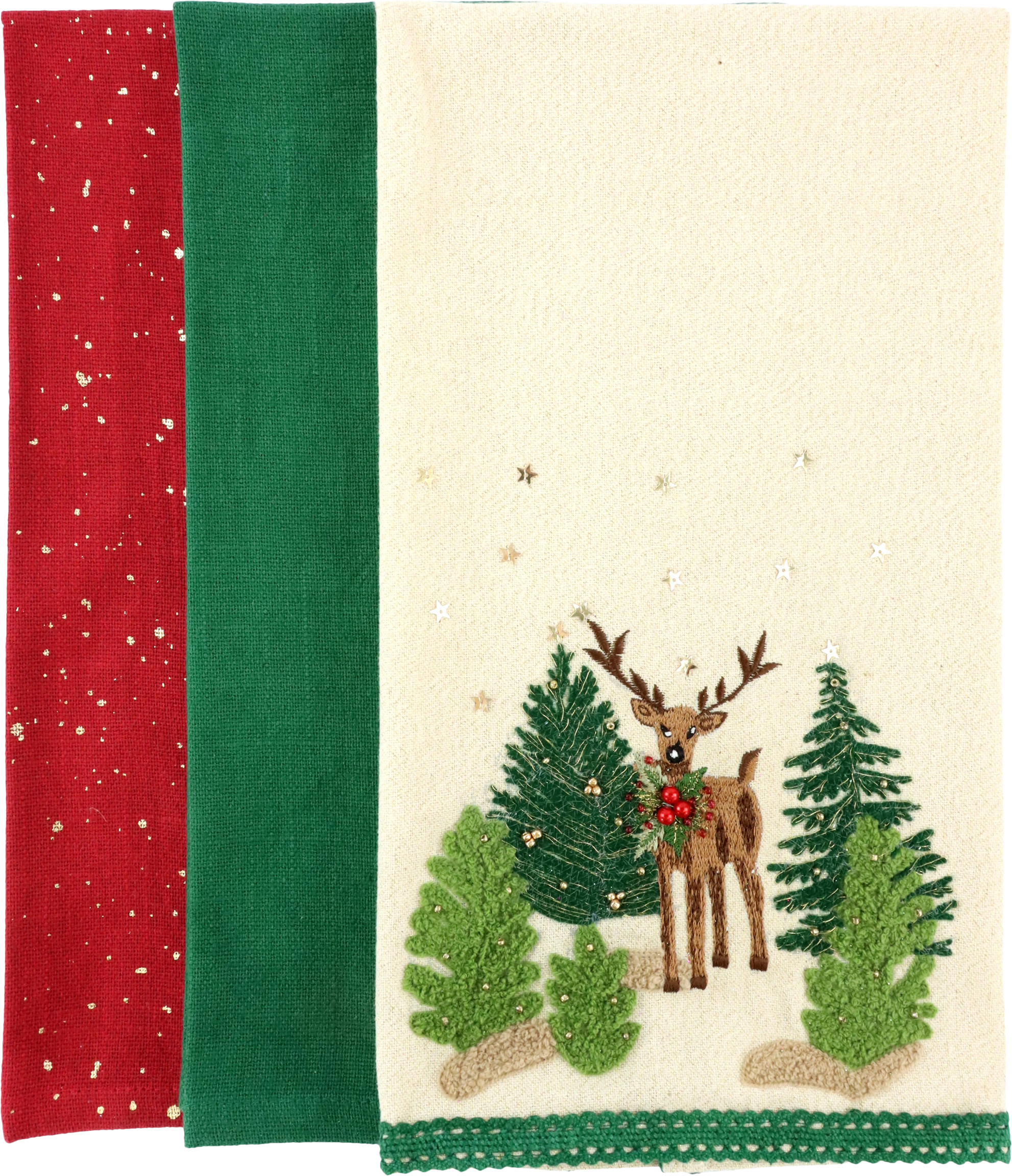 8780 TOWELS HAPPY DEER  S/3