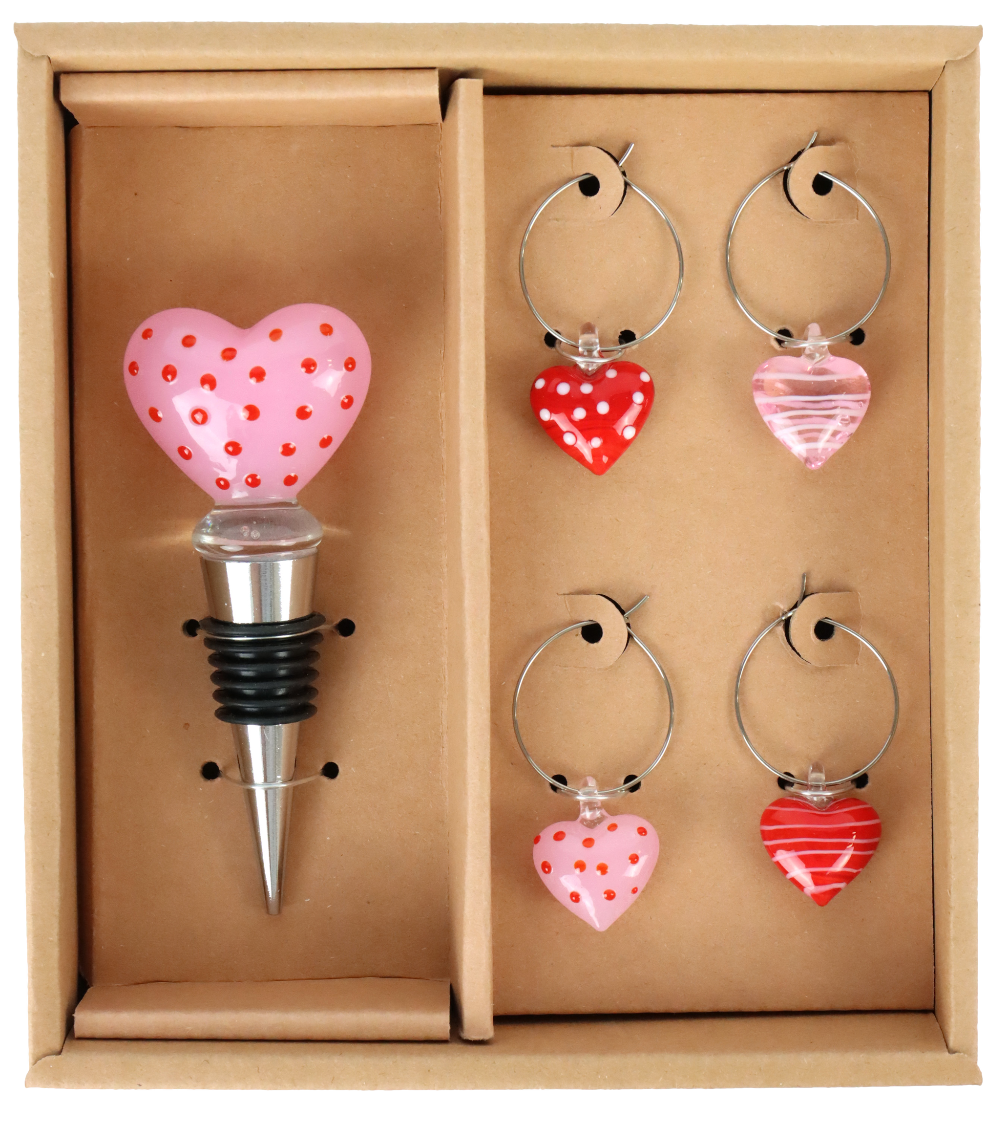 8972 BOTTLE-STOPPER-SET HEARTS  S/5