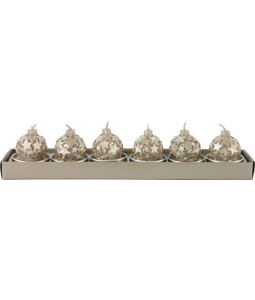 9238 TEALIGHTS SILVER STARS  S/6